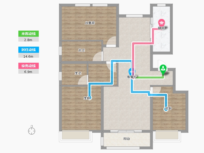 河北省-邢台市-银基悦蓝湾-110.39-户型库-动静线