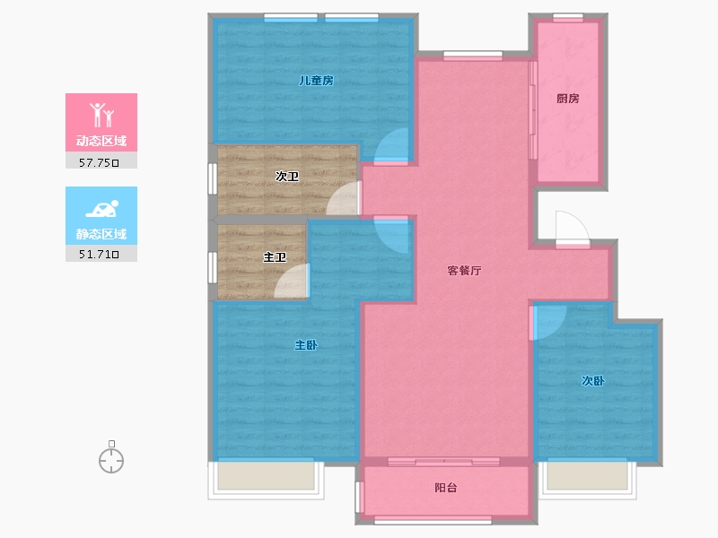 河北省-邢台市-银基悦蓝湾-110.39-户型库-动静分区