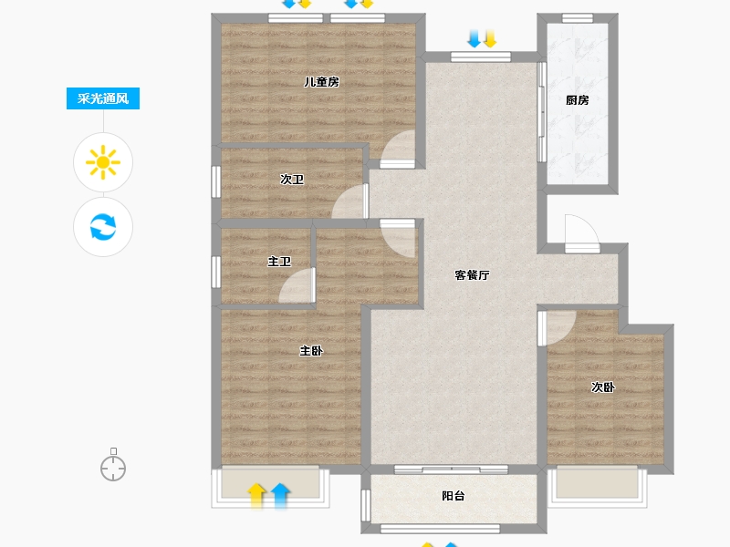 河北省-邢台市-银基悦蓝湾-110.39-户型库-采光通风