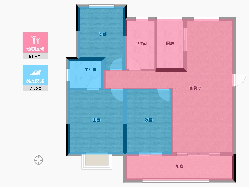 安徽省-蚌埠市-毅德城·御璟苑-94.86-户型库-动静分区