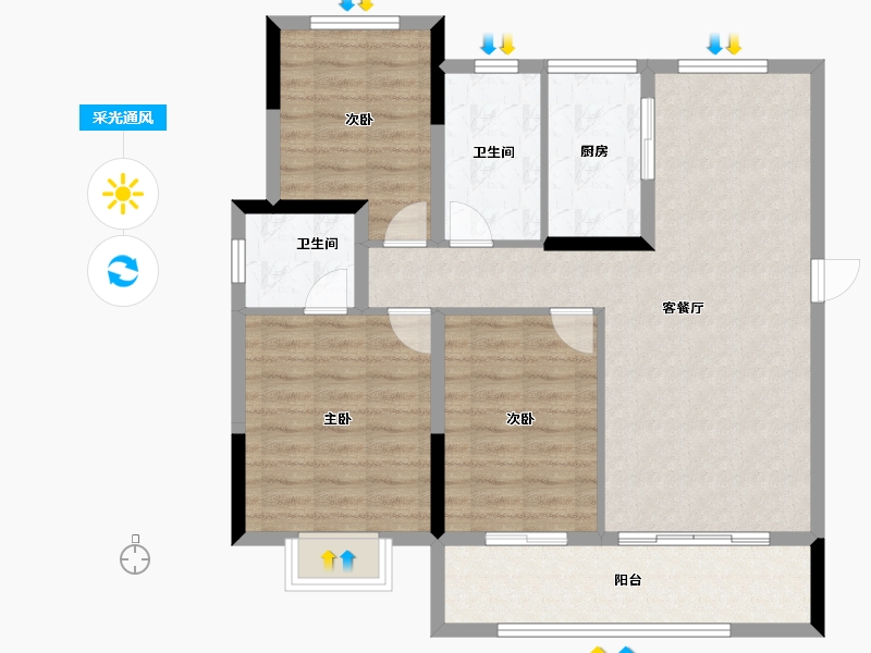 安徽省-蚌埠市-毅德城·御璟苑-94.86-户型库-采光通风