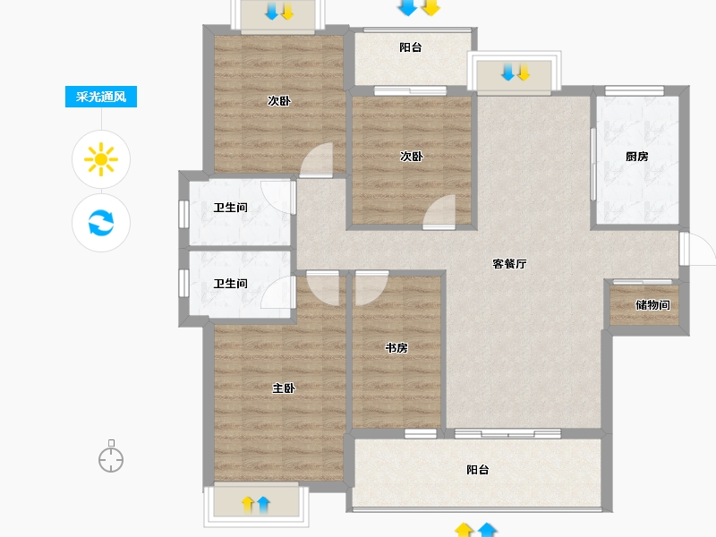 福建省-南平市-御景华府-105.77-户型库-采光通风