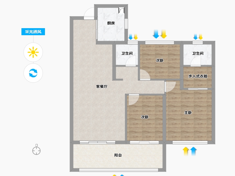 湖北省-黄冈市-城投玲珑家园-93.61-户型库-采光通风