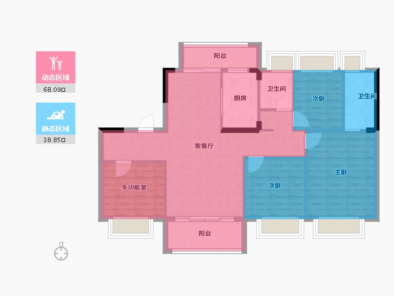 福建省-南平市-​碧桂园松溪府-96.77-户型库-动静分区