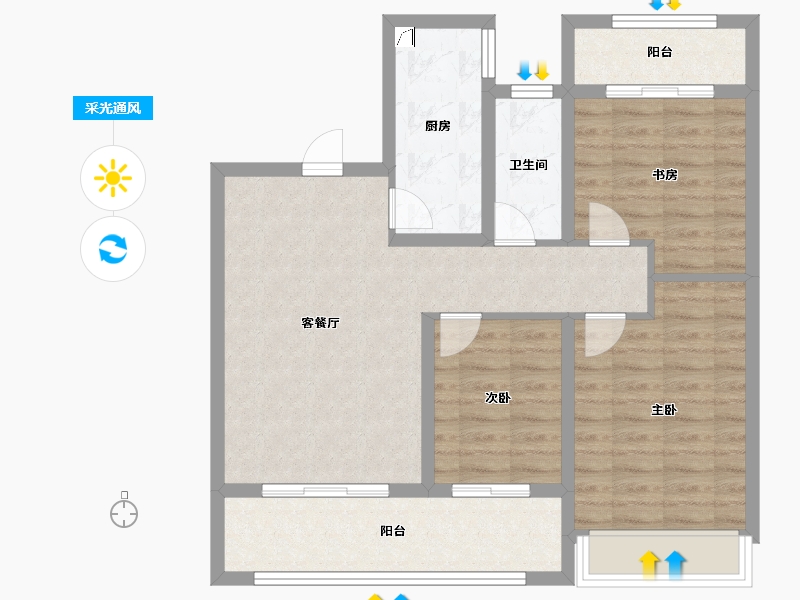 江苏省-扬州市-宏云东悦府-84.01-户型库-采光通风