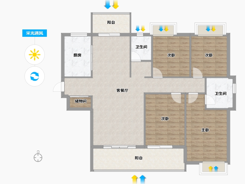 福建省-南平市-御景华府-126.23-户型库-采光通风