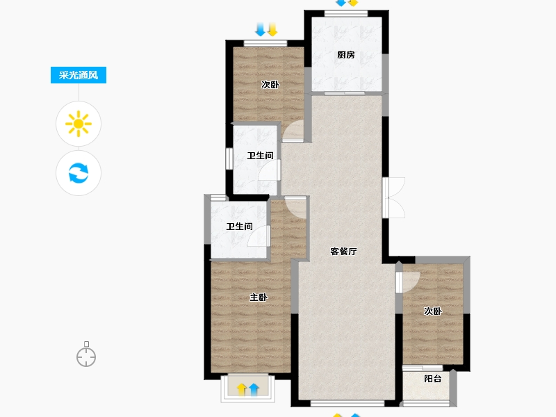 河北省-秦皇岛市-福港御景-87.94-户型库-采光通风