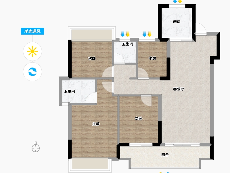 福建省-南平市-建发叁里云庐-88.76-户型库-采光通风