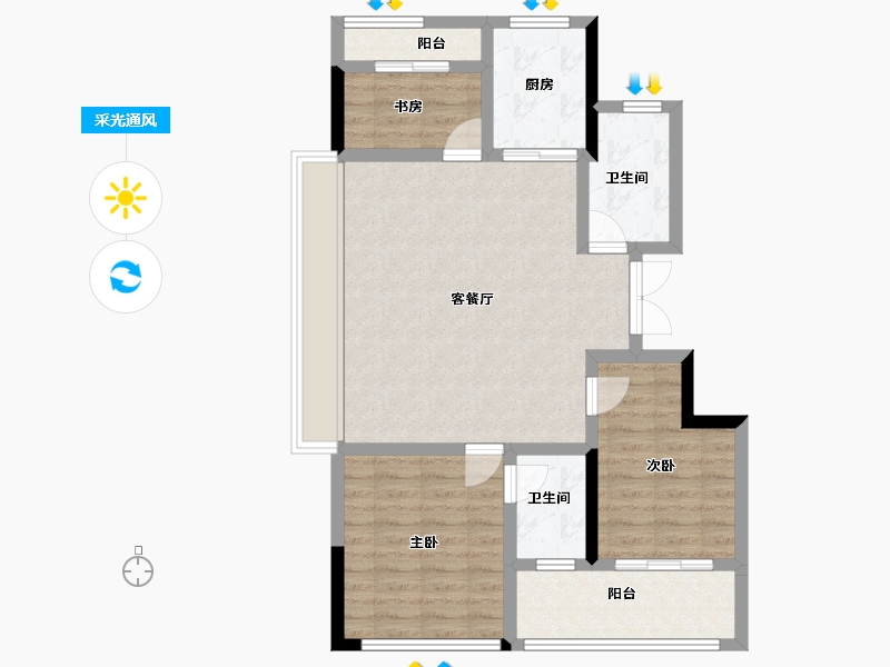 浙江省-衢州市-东旺君悦澜湾-80.52-户型库-采光通风