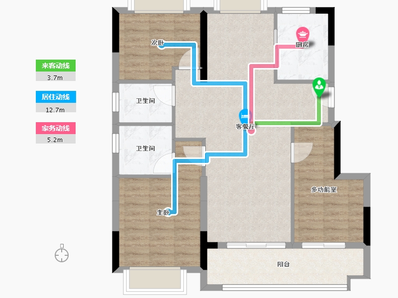 福建省-南平市-​武夷山碧桂园珑悦观邸-84.85-户型库-动静线