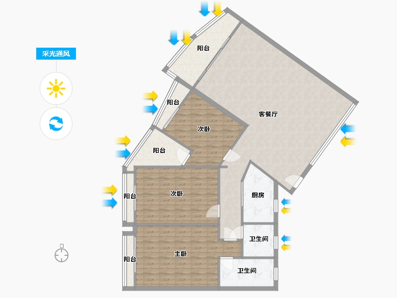 广东省-广州市-锦城花园-180.00-户型库-采光通风