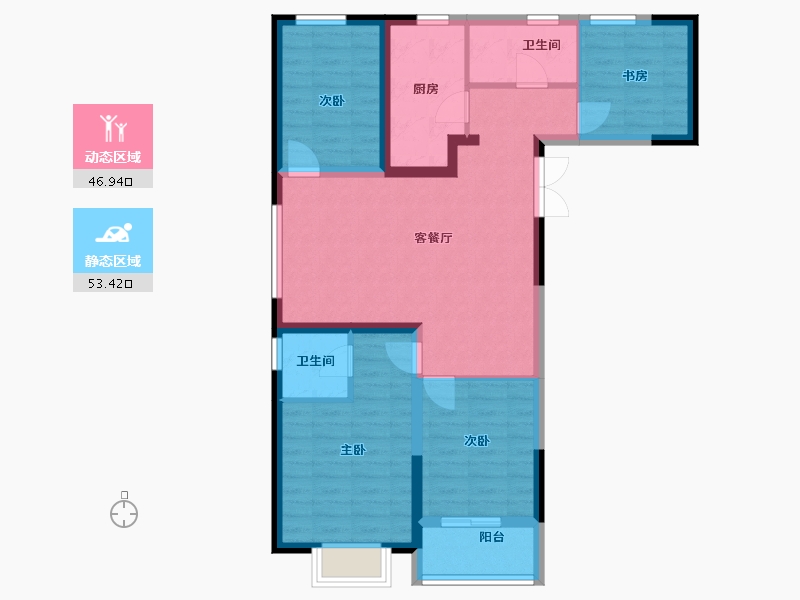 河北省-秦皇岛市-福港御景-89.43-户型库-动静分区