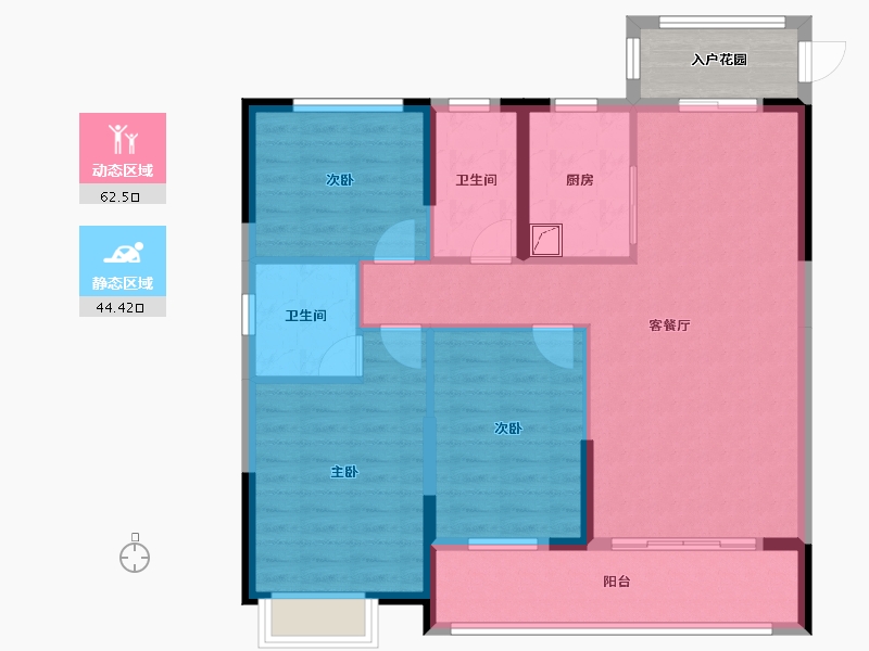 湖北省-荆州市-国际御景-100.72-户型库-动静分区