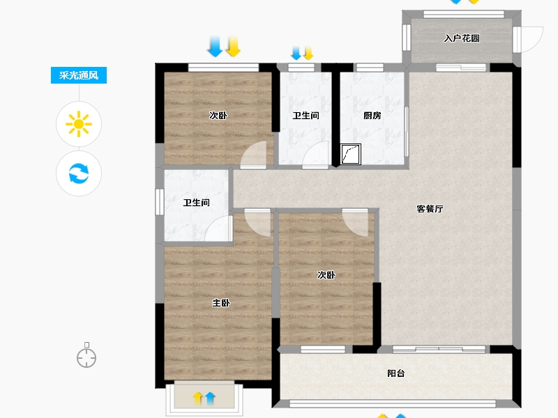 湖北省-荆州市-国际御景-100.72-户型库-采光通风