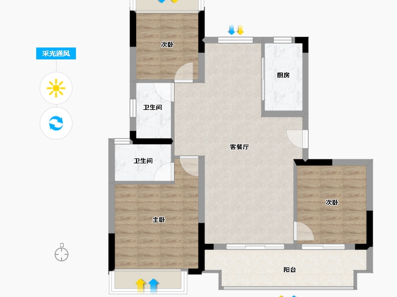 福建省-南平市-建发叁里云庐-86.67-户型库-采光通风