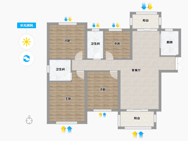 湖北省-荆州市-国际御景-109.38-户型库-采光通风