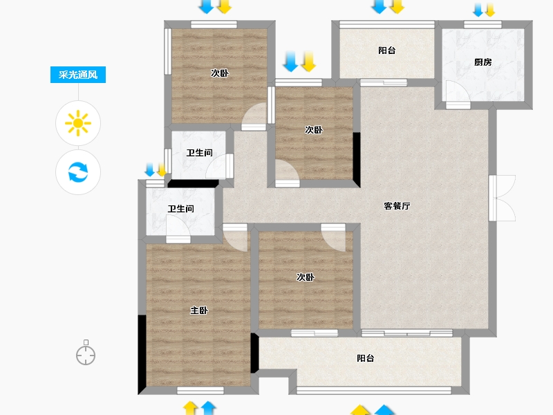 四川省-遂宁市-龙腾帝景-110.57-户型库-采光通风