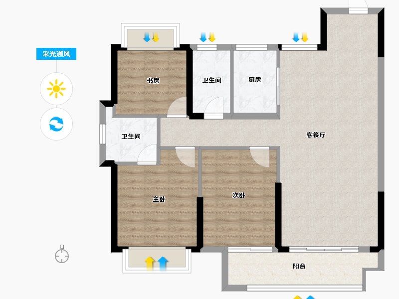 江西省-吉安市-浩城天禧-92.76-户型库-采光通风