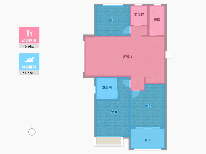 安徽省-宿州市-荣辉时代学府-96.00-户型库-动静分区