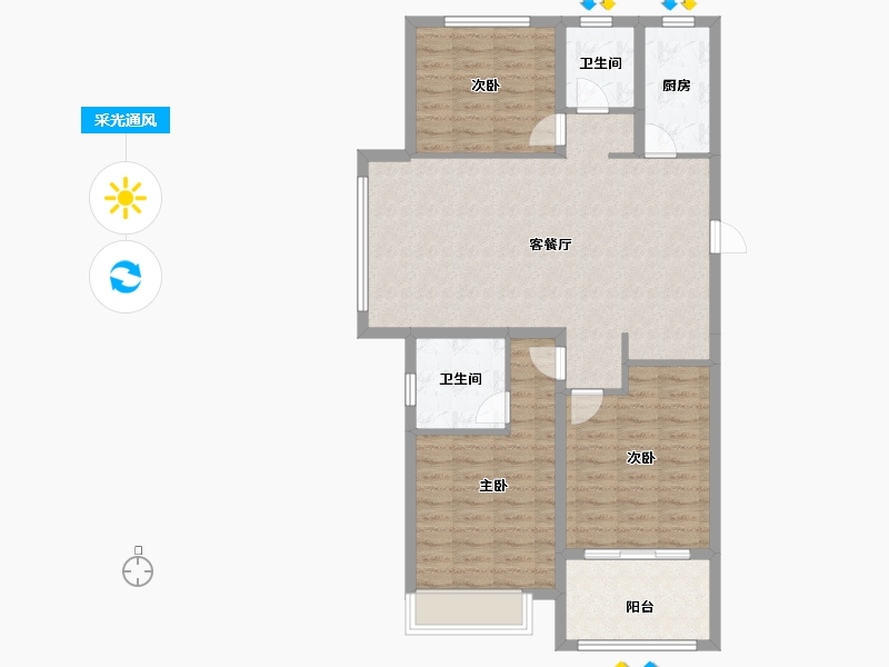 安徽省-宿州市-荣辉时代学府-96.00-户型库-采光通风