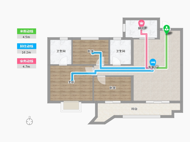 湖北省-黄冈市-实地黄冈蔷薇国际-88.77-户型库-动静线