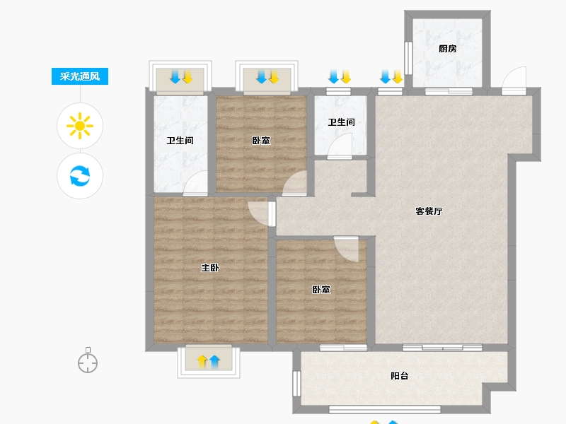 湖北省-黄冈市-麻城升华·翡翠一品-100.80-户型库-采光通风