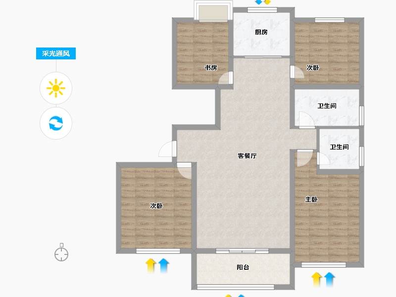 江苏省-扬州市-邗建祥瑞苑-111.93-户型库-采光通风