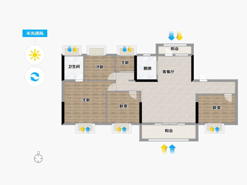 湖北省-黄石市-碧桂园翘楚棠-116.10-户型库-采光通风