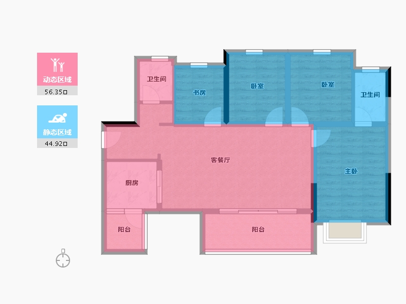 贵州省-铜仁市-​桐达山居-90.26-户型库-动静分区