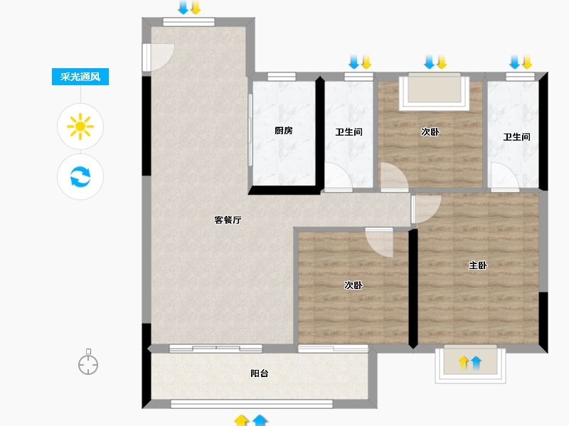 江西省-吉安市-碧桂园未来城-89.22-户型库-采光通风