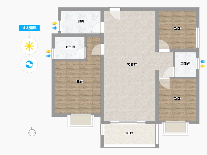 湖南省-益阳市-南县·清华园-106.00-户型库-采光通风