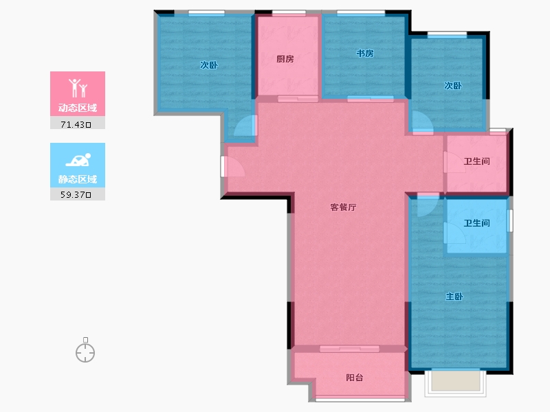 陕西省-榆林市-万民新天地-117.55-户型库-动静分区