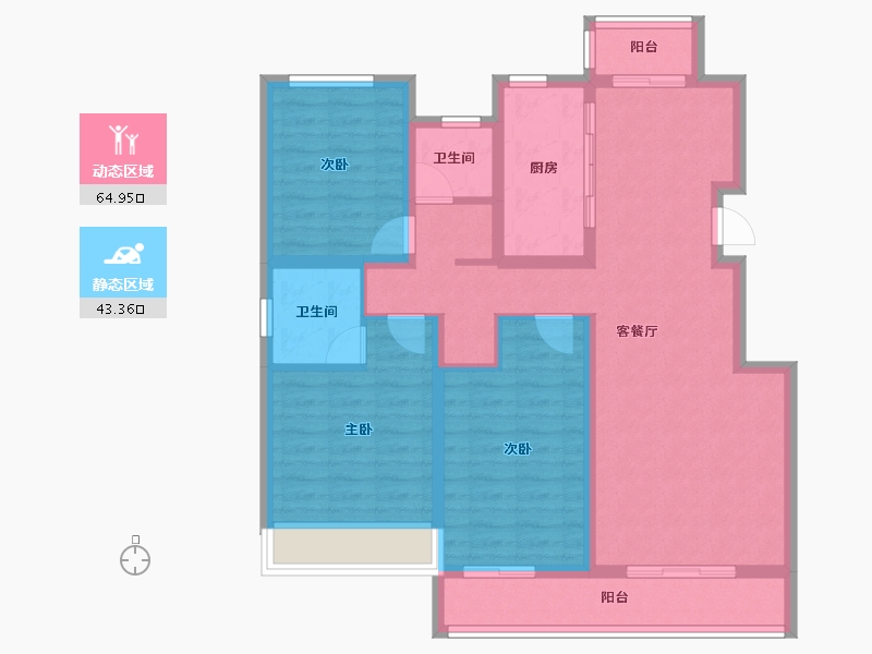 安徽省-宿州市-荣辉时代学府-96.00-户型库-动静分区