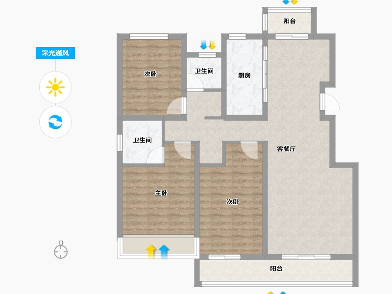 安徽省-宿州市-荣辉时代学府-96.00-户型库-采光通风