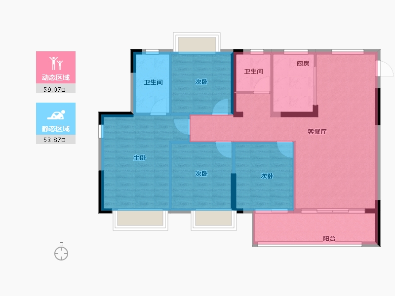 江西省-吉安市-浩城天樾-102.76-户型库-动静分区