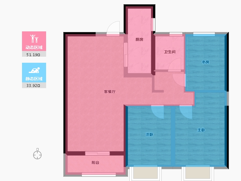 陕西省-西安市-西安全运村·甘棠苑-92.00-户型库-动静分区