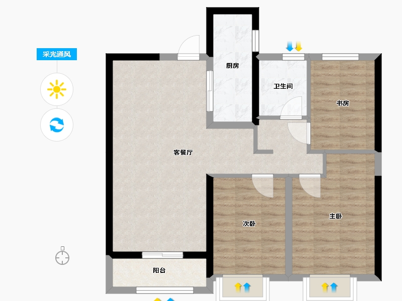 陕西省-西安市-西安全运村·甘棠苑-92.00-户型库-采光通风