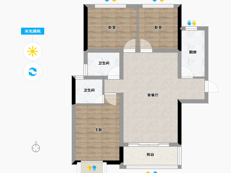 四川省-绵阳市-华丽河畔-71.50-户型库-采光通风