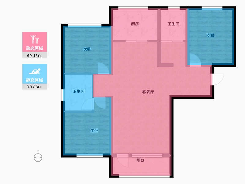 新疆维吾尔自治区-喀什地区-金龙·融合佳苑-89.03-户型库-动静分区