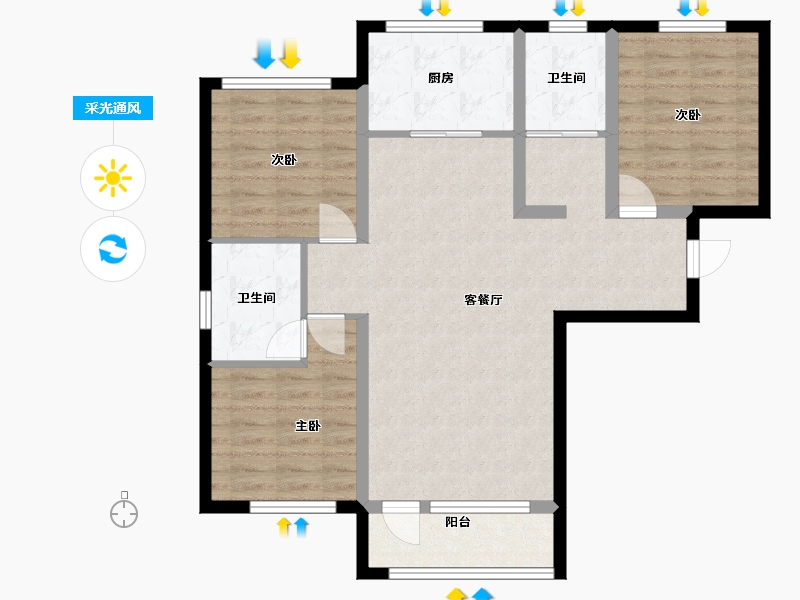 新疆维吾尔自治区-喀什地区-金龙·融合佳苑-89.03-户型库-采光通风