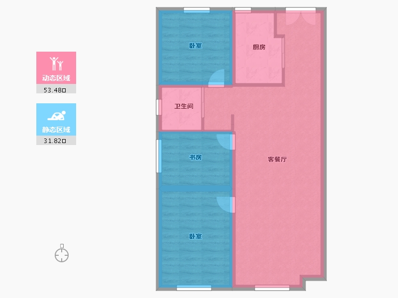 内蒙古自治区-呼和浩特市-内房投·东望-76.80-户型库-动静分区