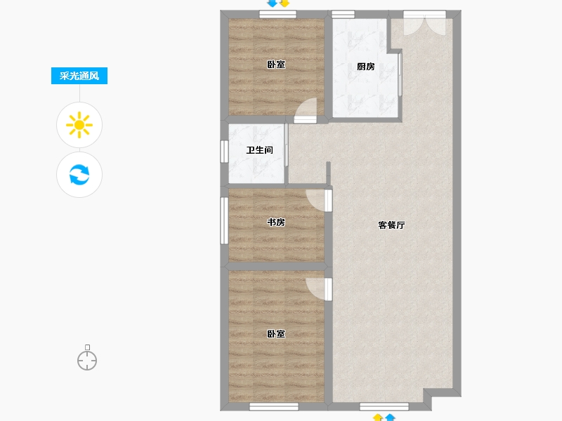 内蒙古自治区-呼和浩特市-内房投·东望-76.80-户型库-采光通风