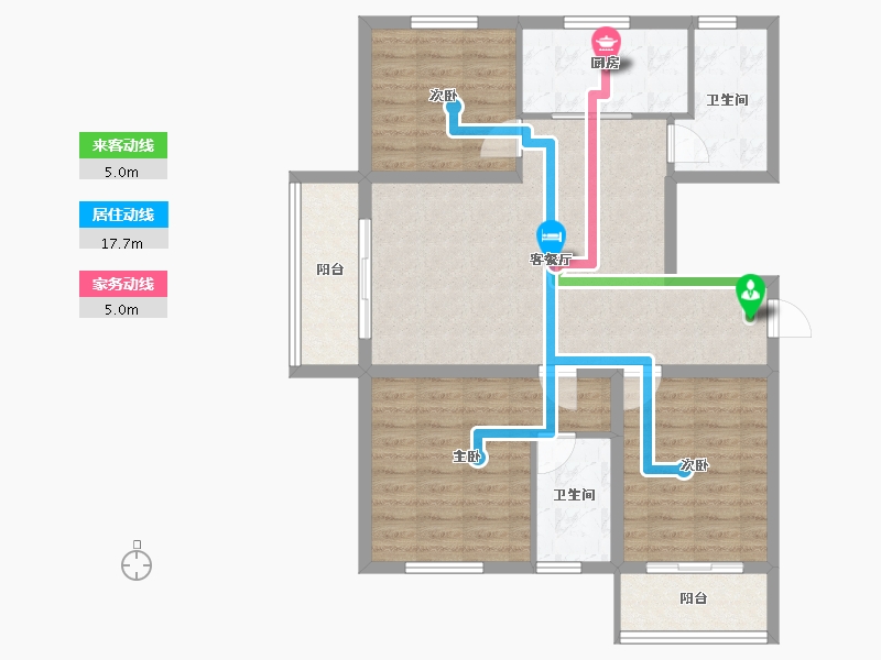 江苏省-扬州市-邗建祥瑞苑-89.87-户型库-动静线