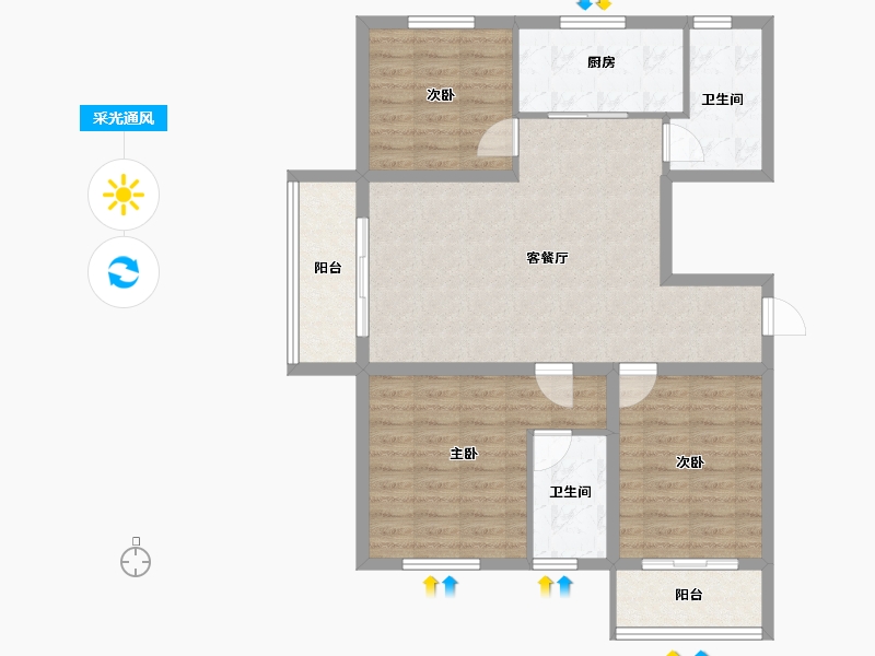 江苏省-扬州市-邗建祥瑞苑-89.87-户型库-采光通风