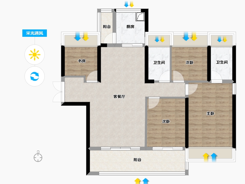 广东省-湛江市-福濠华庭-95.07-户型库-采光通风