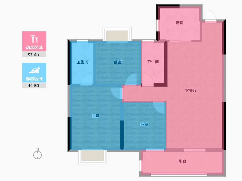 湖北省-黄石市-博悦府-88.58-户型库-动静分区