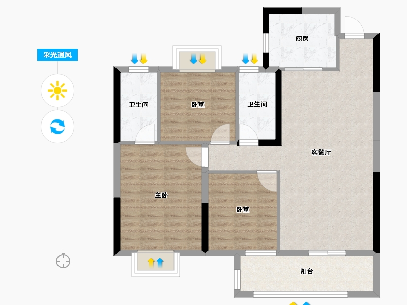 湖北省-黄石市-博悦府-88.58-户型库-采光通风