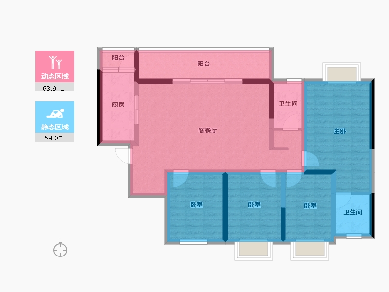 贵州省-铜仁市-​桐达山居-104.55-户型库-动静分区