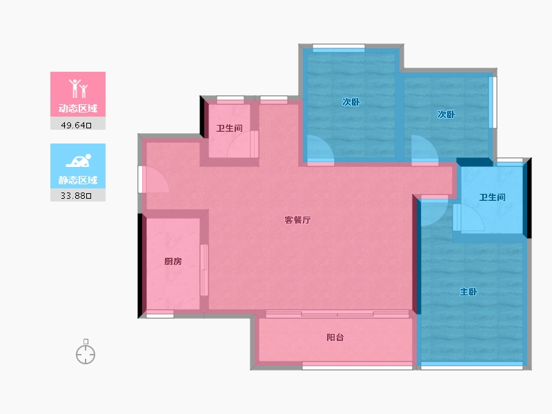 四川省-绵阳市-东原鸿山启城-73.58-户型库-动静分区