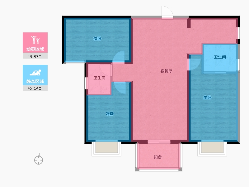 新疆维吾尔自治区-喀什地区-天福·公园学府-85.20-户型库-动静分区